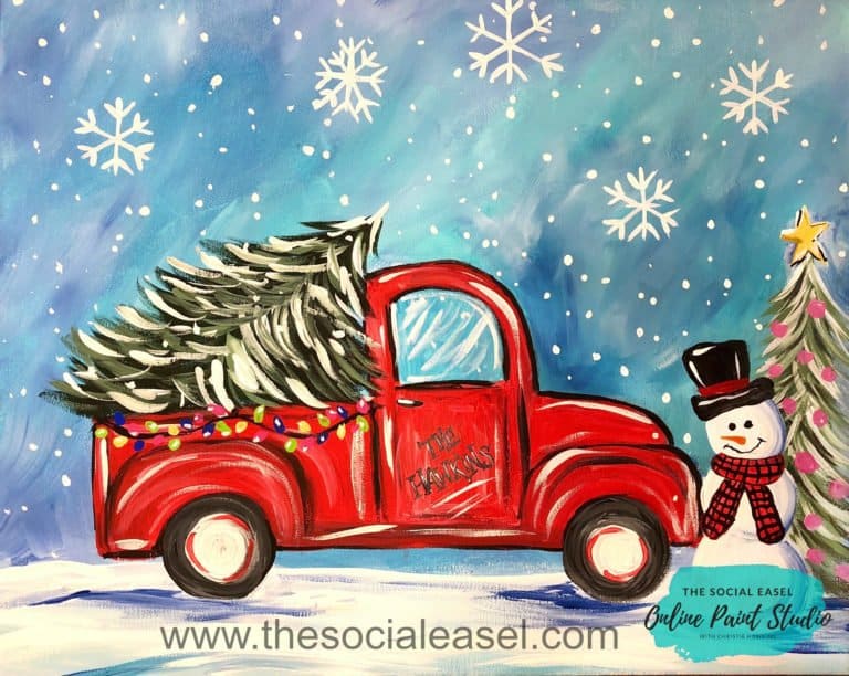 Christmas Painting Tutorials Red Truck