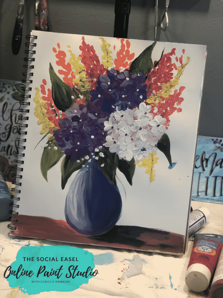 easy painting of flowers in a vase