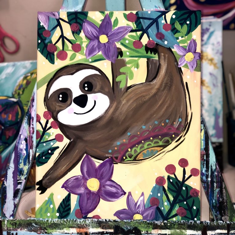 Give a Gift Kids Painting Tutorial Sloth
