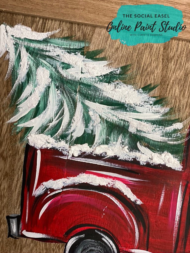 Winter Red Truck Acrylic Painting